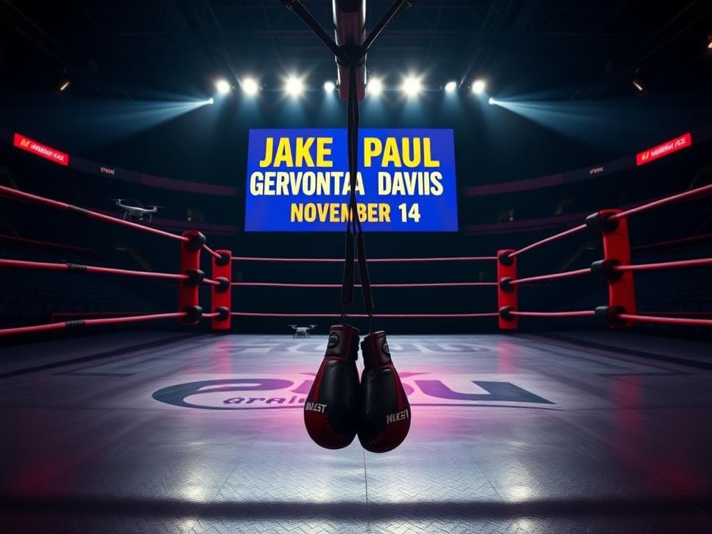 Flick International Dynamic boxing ring set up for Jake Paul vs. Gervonta Davis exhibition