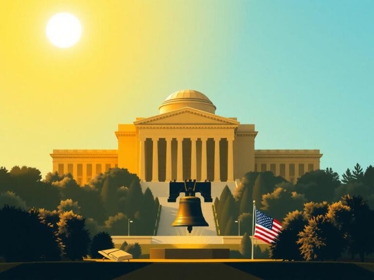 Flick International Stylistic representation of the Smithsonian Institution with American historical symbols