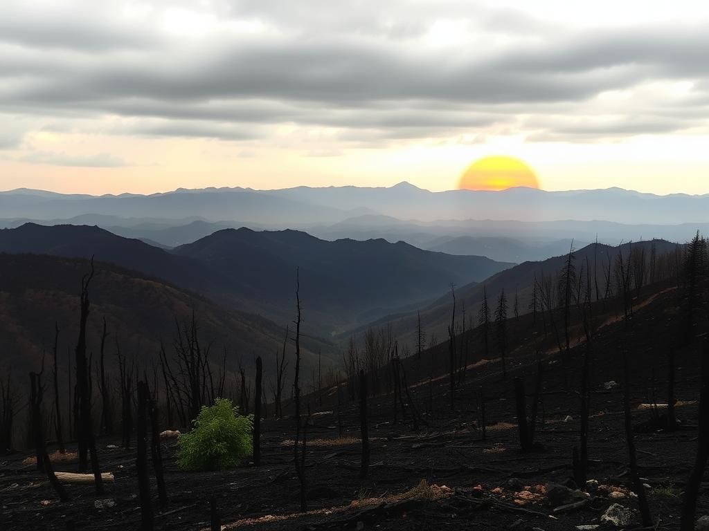 Flick International Dramatic landscape of charred California hillsides post-wildfire
