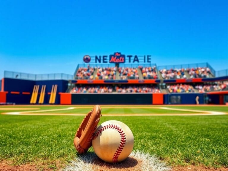 Flick International A vibrant baseball field showcasing the New York Mets' dugout and team spirit