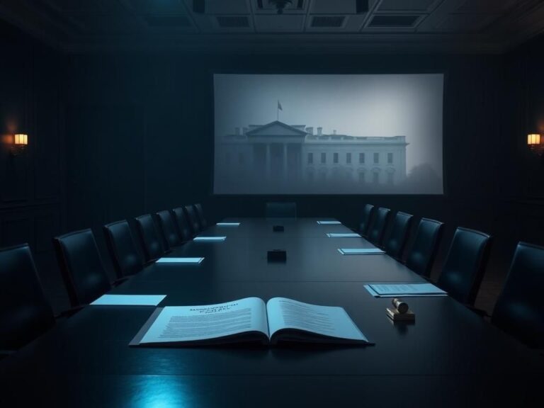 Flick International Dimly lit conference room set for House Oversight Committee meeting with visible documents