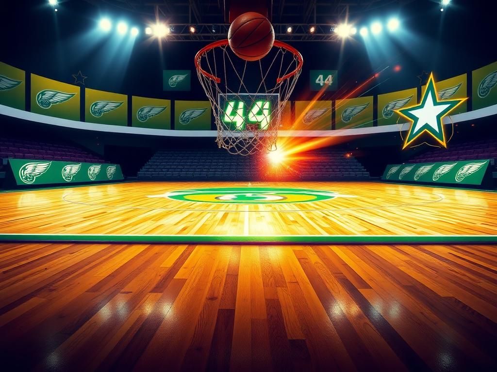 Flick International Basketball net with ball swishing through, symbolizing Paige Bueckers' historic achievement