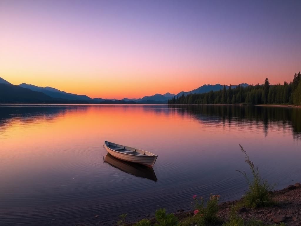 Flick International Calm dusk scene of Flathead Lake with an empty boat symbolizing a recent tragedy