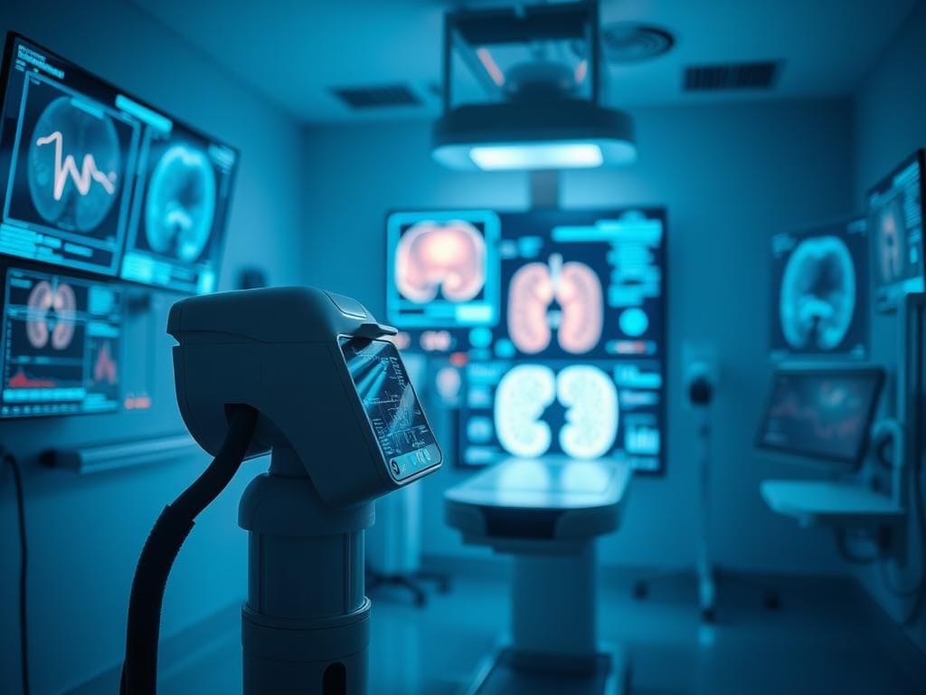 Flick International A modern colonoscopy examination room with advanced AI technology.