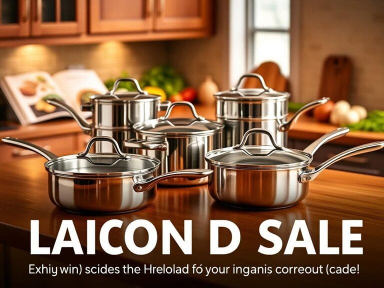 Flick International A beautifully arranged kitchen scene featuring HexClad pots and pans on a polished wooden countertop