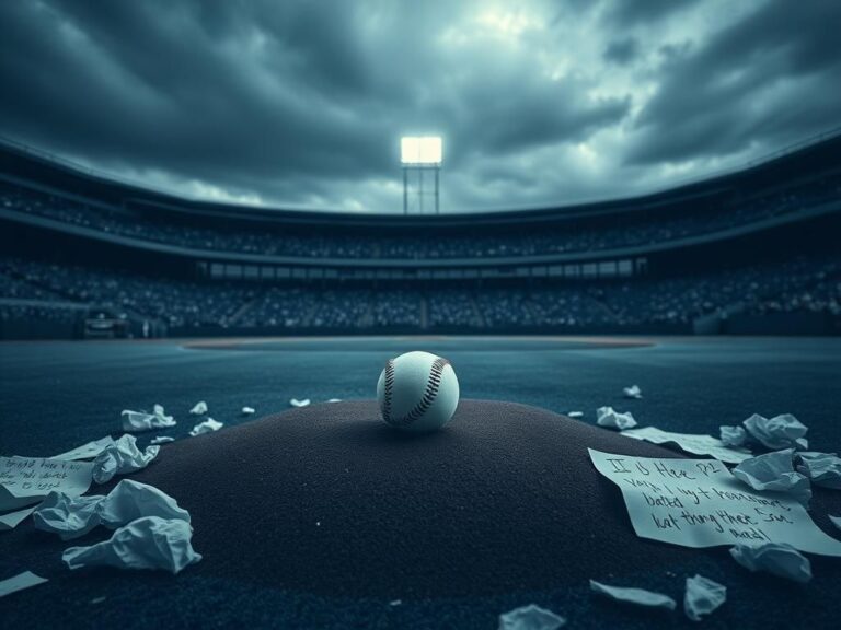 Flick International Empty pitcher's mound at a deserted baseball stadium under an overcast sky