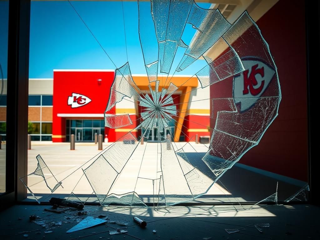 Flick International shattered glass window at Kansas City Chiefs' practice facility
