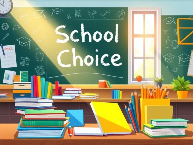 Flick International Illustration of a vibrant school environment showcasing diverse school supplies on a wooden desk