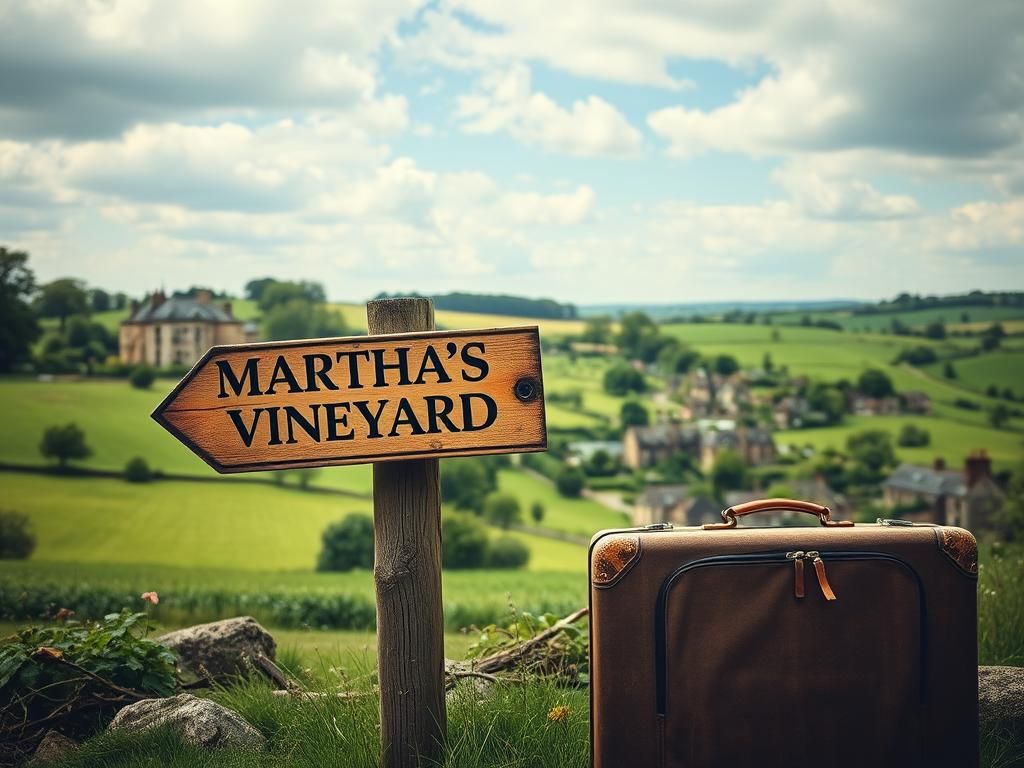 Flick International Luxurious vacation setting in Oxfordshire with a rustic signpost and worn suitcase symbolizing class disparity
