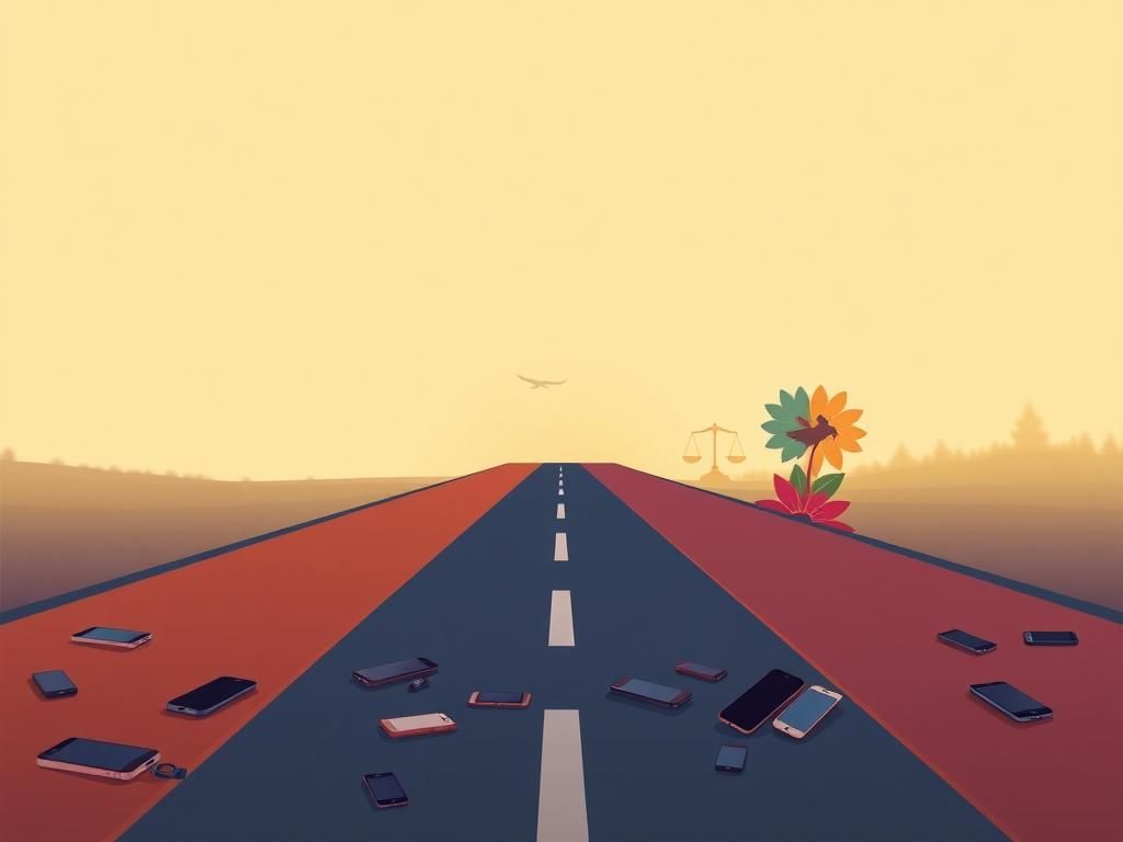 Flick International Digital illustration of diverging roads representing the political divide between young men and women