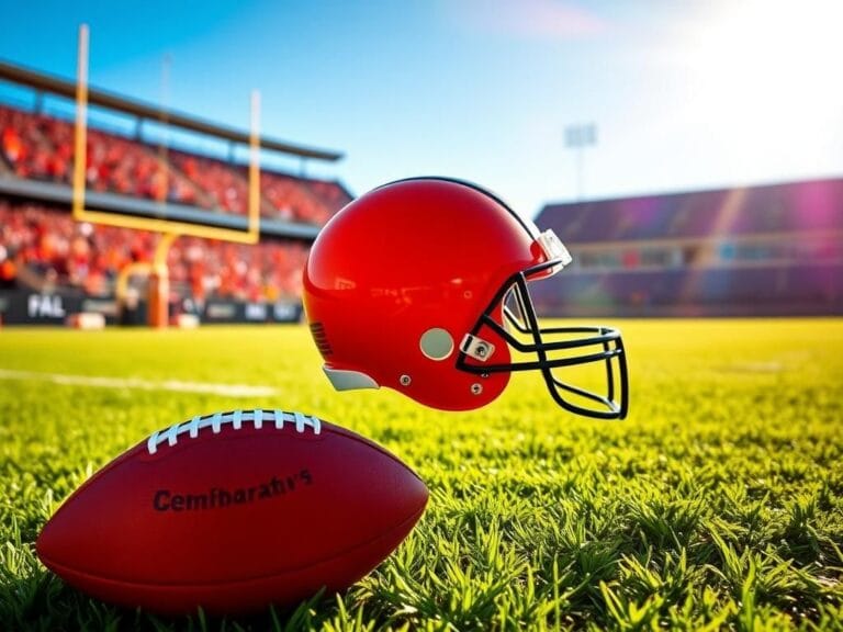 Flick International Cleveland Browns helmet and football on the grass symbolizing team's energy