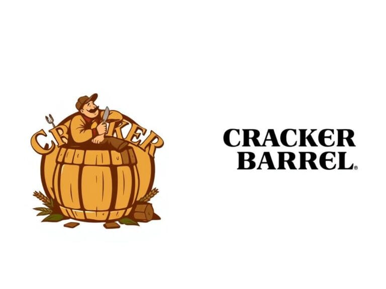Flick International Vintage and modern Cracker Barrel logo designs contrasting tradition with modernity