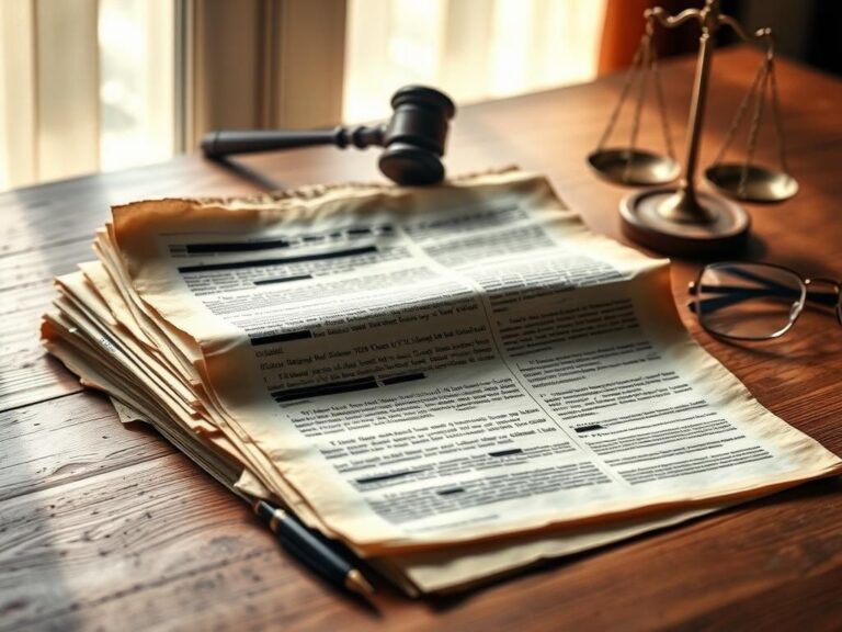 Flick International A stack of old, weathered documents related to Jeffrey Epstein investigations on a wooden table.