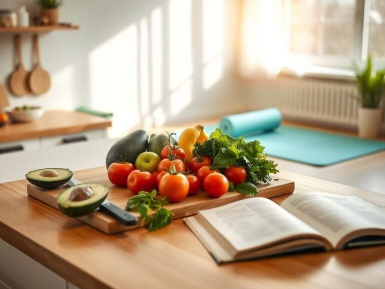 Flick International A serene kitchen displaying healthy meal preparation with fresh fruits and vegetables