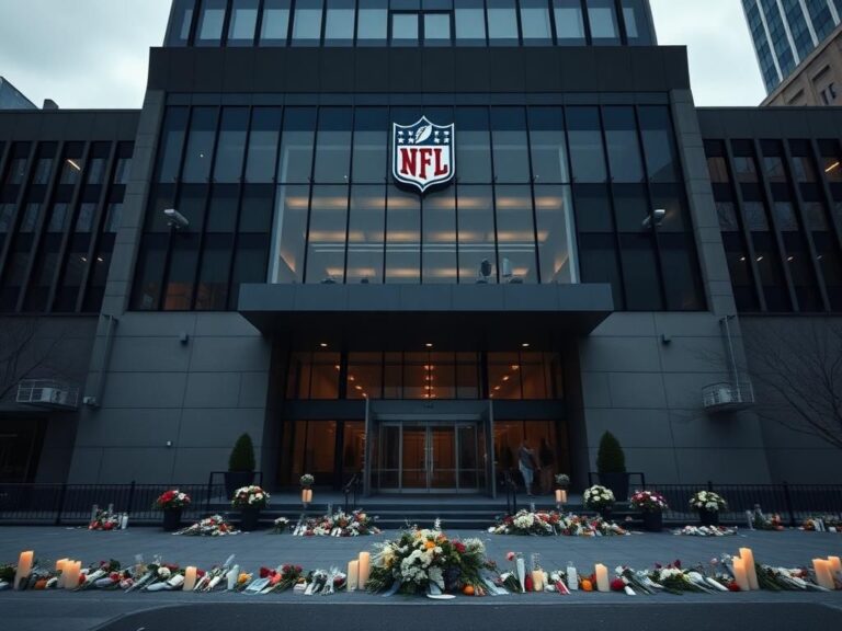 Flick International Exterior view of NFL headquarters building in New York City with security features