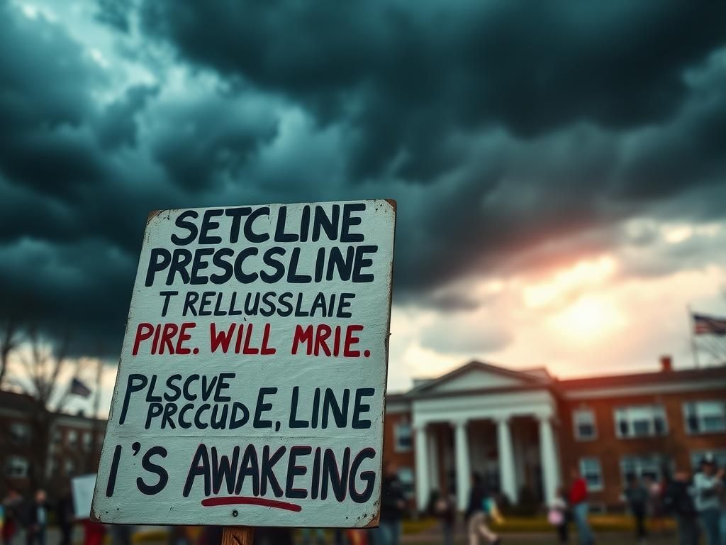 Flick International Protest sign in Virginia addressing racial and political themes