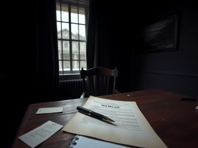 Flick International A dimly lit room with an old wooden desk and scattered papers representing Ghislaine Maxwell's Epstein interviews