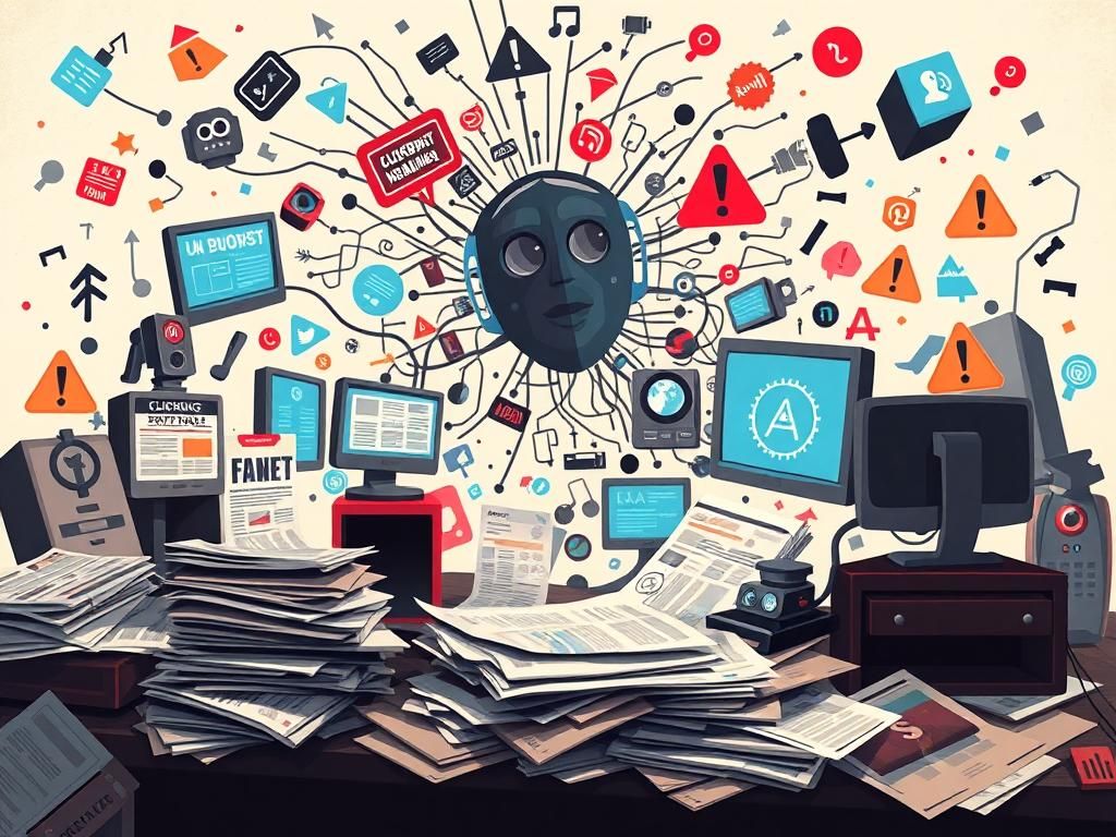 Flick International A chaotic media landscape illustrating the clash between traditional journalism and new media