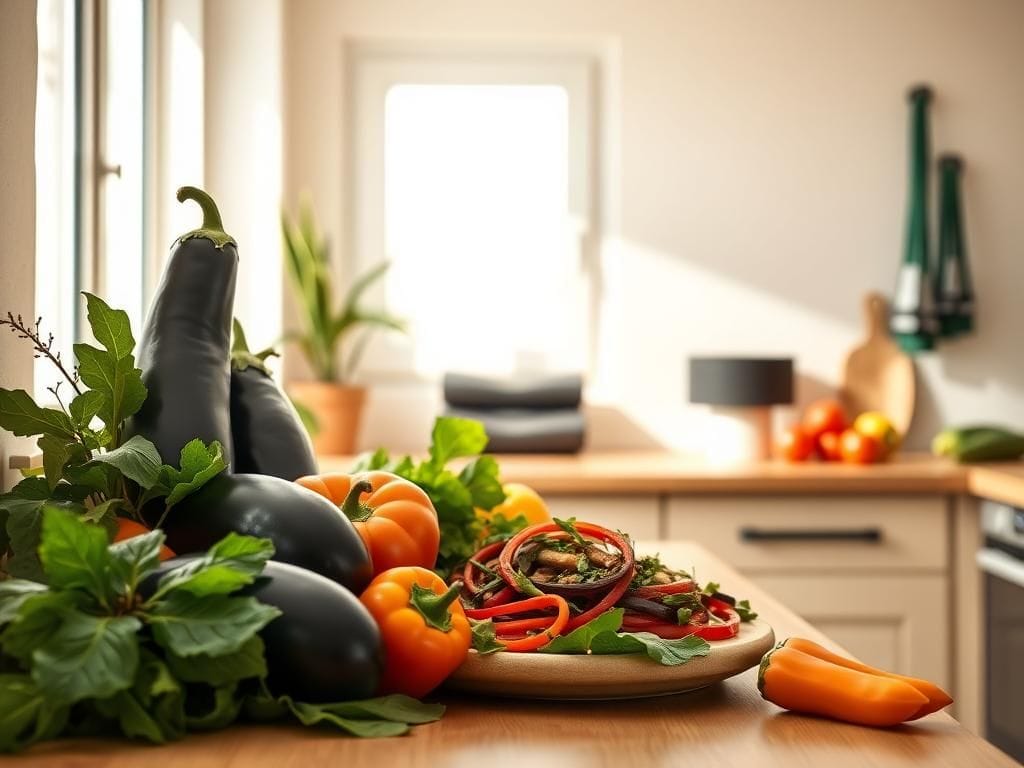 Flick International A serene kitchen scene showcasing fresh vegetables and physical therapy equipment