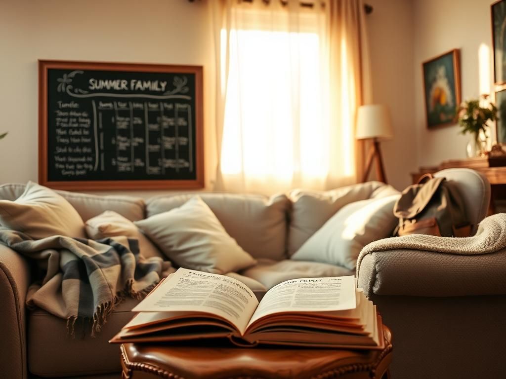 Flick International Cozy family room with a couch and soft pillows, symbolizing warmth and reflection during back-to-school transitions.