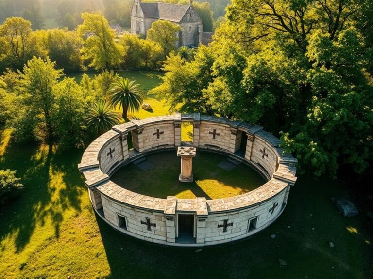 Flick International Aerial view of a 1,500-year-old circular baptistery in Vence, France