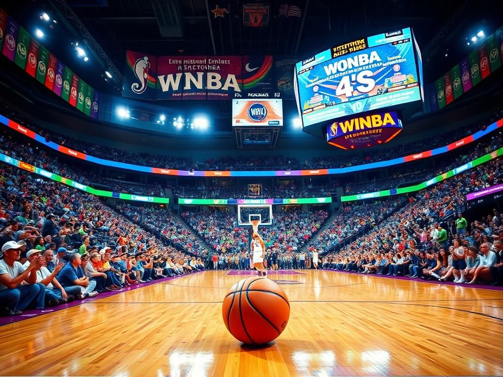 Flick International A packed WNBA stadium during a game, capturing the enthusiastic fans and vibrant atmosphere.