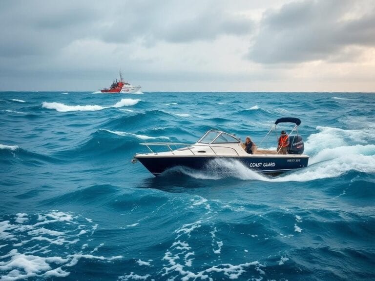 Flick International A small distressed boat struggling in rough seas near Miami