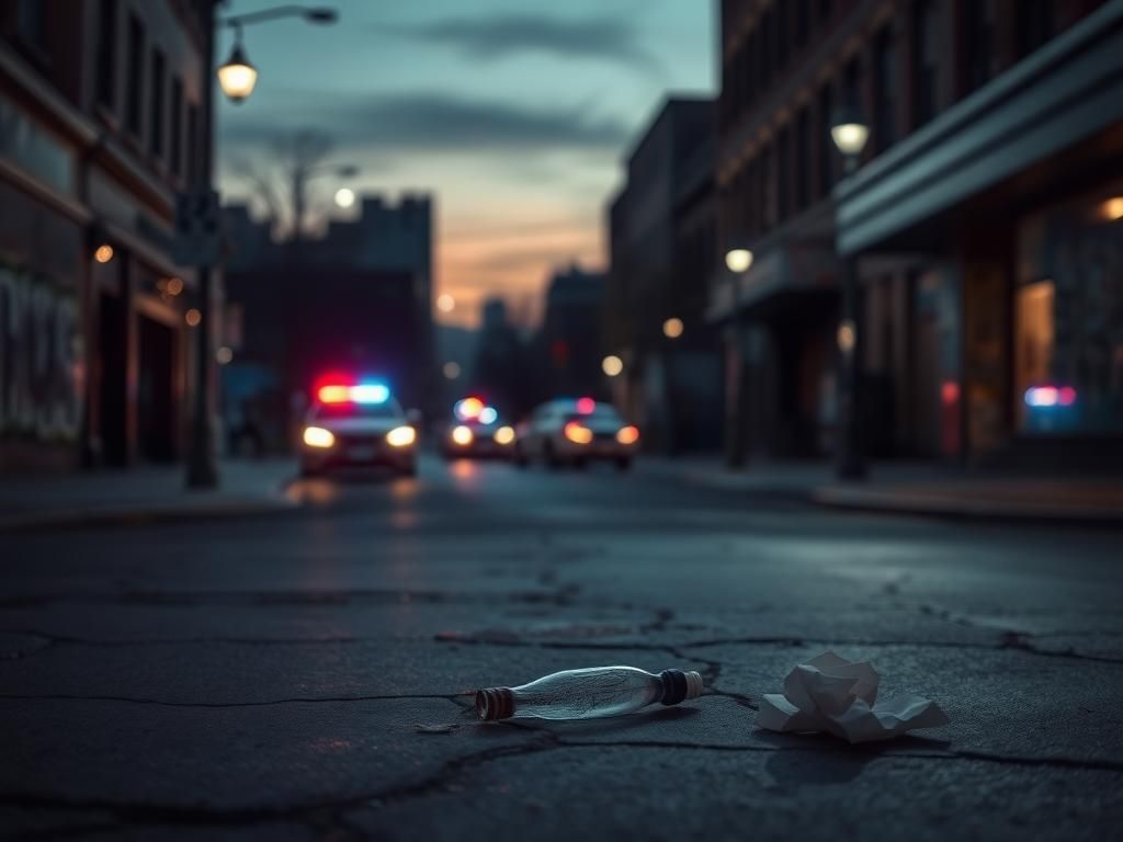 Flick International Empty Cincinnati street corner at dusk after a violent incident