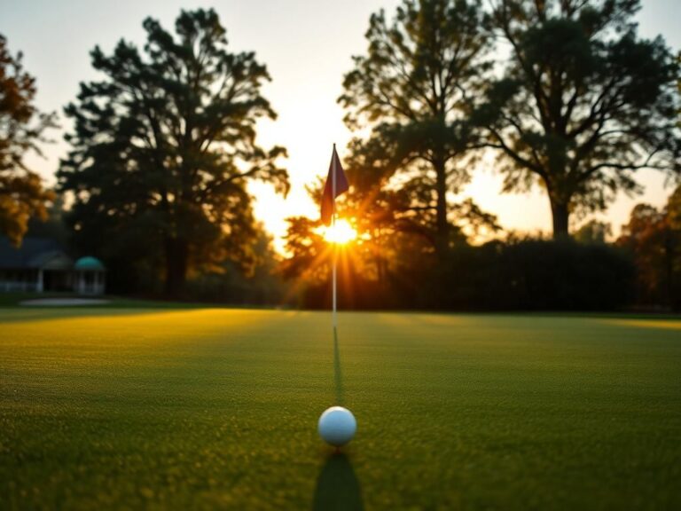 Flick International A serene view of the 18th green at East Lake Golf Club, showcasing a golf ball near the hole.