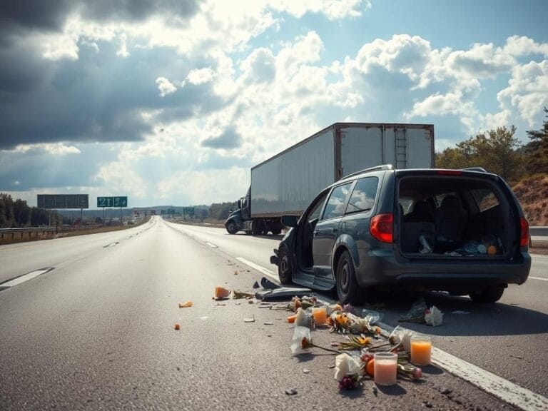 Flick International aftermath of a tragic truck crash with a mangled minivan and commercial semi-truck