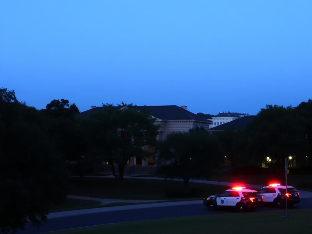 Flick International Serene twilight view of the University of South Carolina’s Columbia campus with Thomas Cooper Library in focus