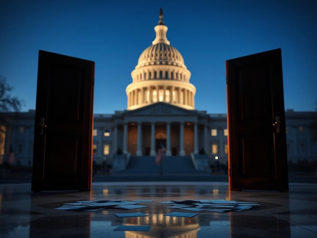 Flick International Dramatic view of the U.S. Capitol building at twilight