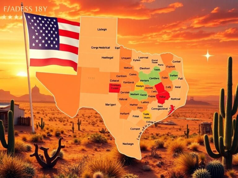 Flick International Detailed map of Texas showcasing Hispanic-majority congressional districts against a vibrant background