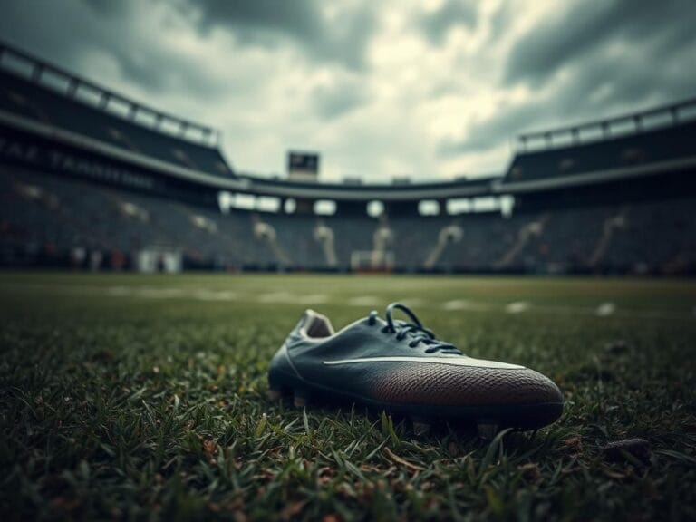 Flick International Close-up view of discarded football cleats on the sidelines, symbolizing loss and missed opportunities for Joe Mixon.