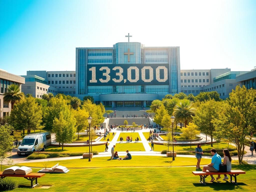 Flick International A bustling university campus at Grand Canyon University showcasing student life and architecture