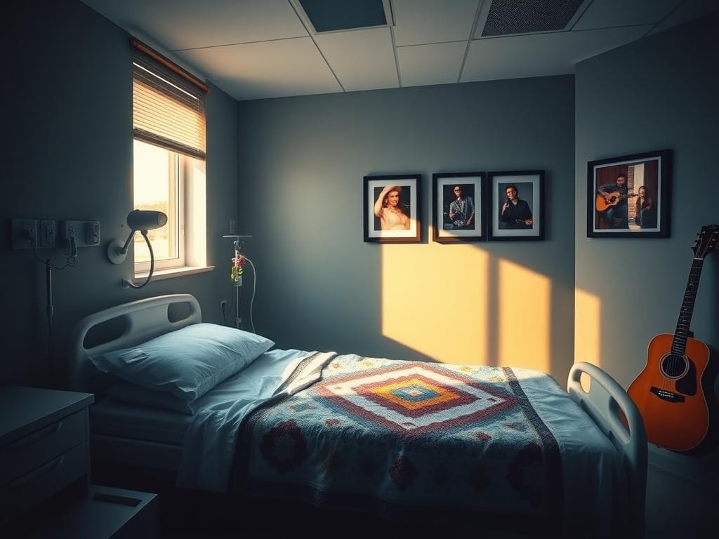 Flick International Serene hospital room with an empty bed and vibrant flower vase symbolizing hope