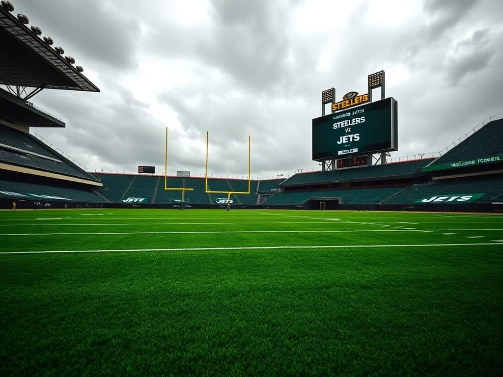 Flick International Football stadium marking for the Week 1 game featuring the Steelers vs. Jets