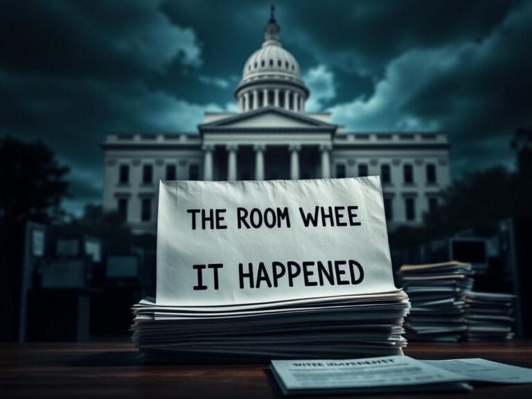 Flick International An imposing government building representing the FBI under a stormy sky with documents in the foreground.