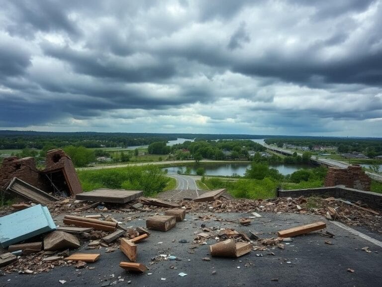Flick International A heavily damaged highway scene after Hurricane Helene with debris scattered around