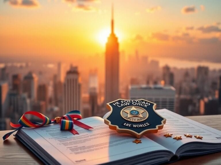 Flick International New York City skyline at sunrise with Empire State Building and honorary deputy mayor's badge
