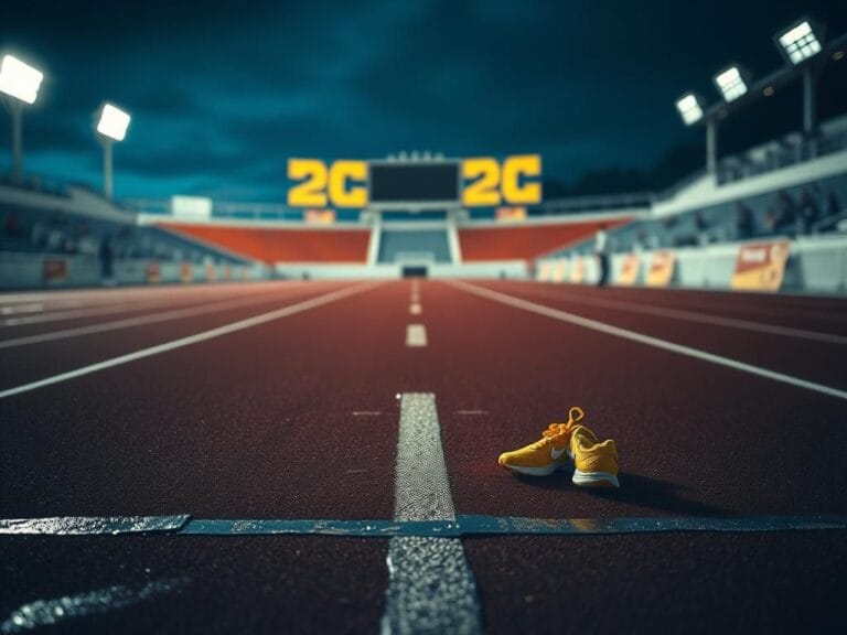 Flick International Empty 200-meter track with reflections after a rainy race