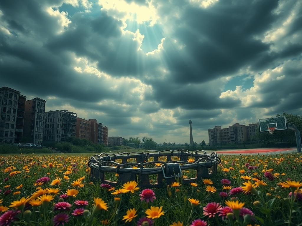 Flick International Political metaphor depicting a bear trap in a field of wildflowers, symbolizing the challenges facing Democrats.