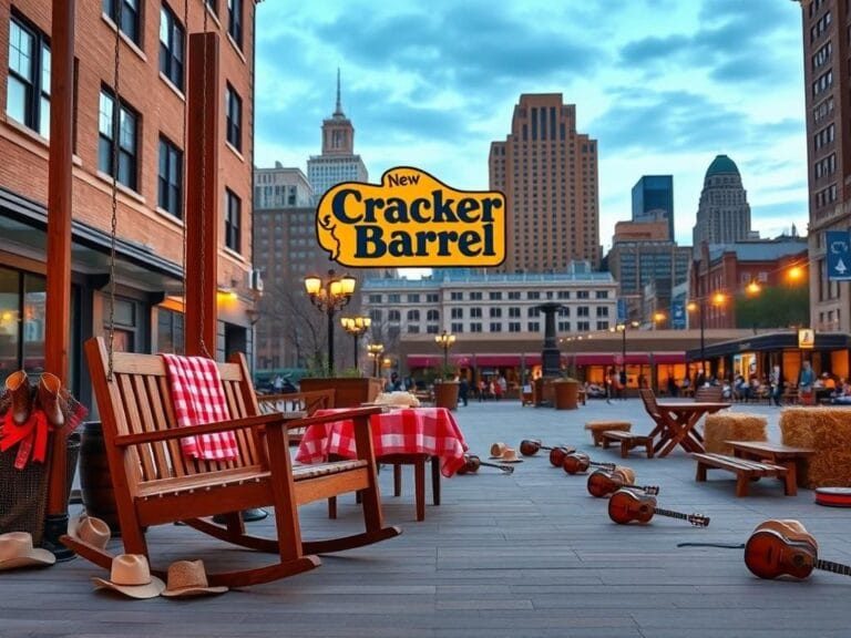 Flick International Empty Cracker Barrel pop-up setup in New York's Gansevoort Plaza