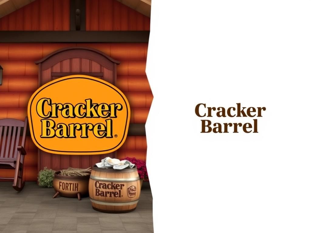 Flick International A split image contrasting the old and new branding of Cracker Barrel, featuring nostalgic elements on one side and a modern design on the other.