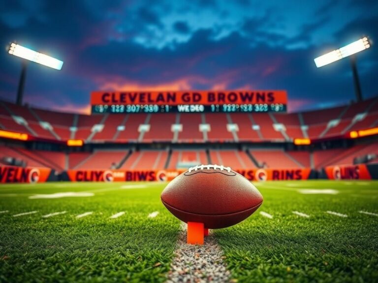 Flick International A football resting on a kicking tee on a vibrant football field under stadium lights