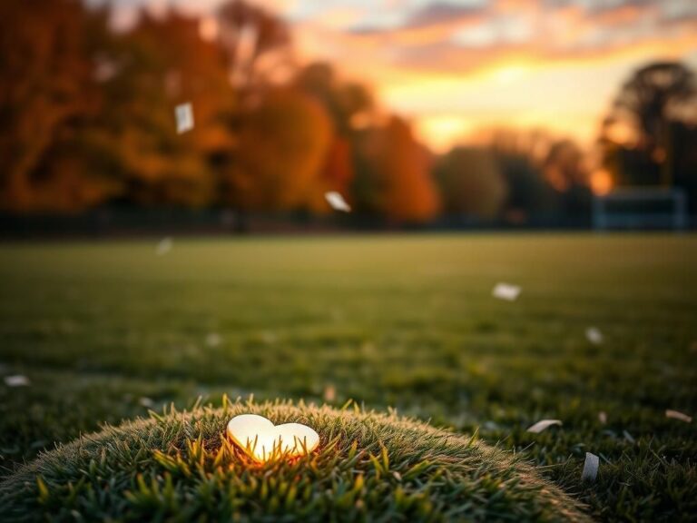 Flick International Dreamy sunset scene with an engagement ring on a football field