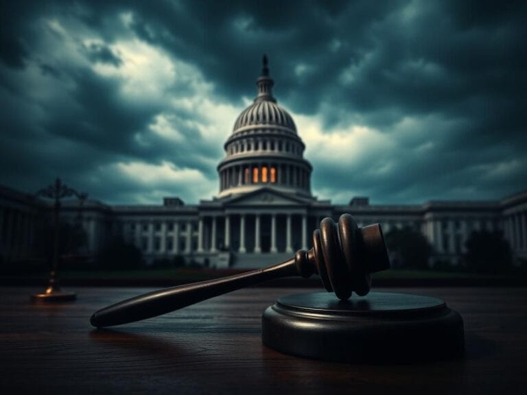 Flick International Silhouette of the U.S. Capitol against a stormy sky, symbolizing political tension