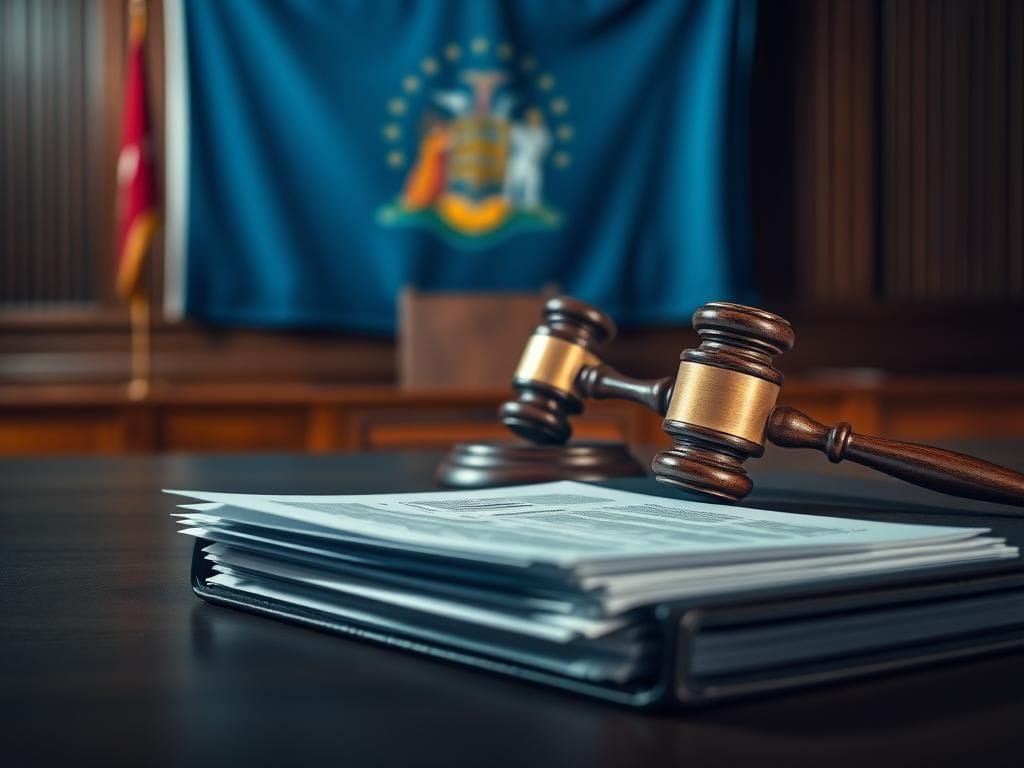 Flick International Gavel on judge's bench symbolizing legal proceedings in Cuomo's court case