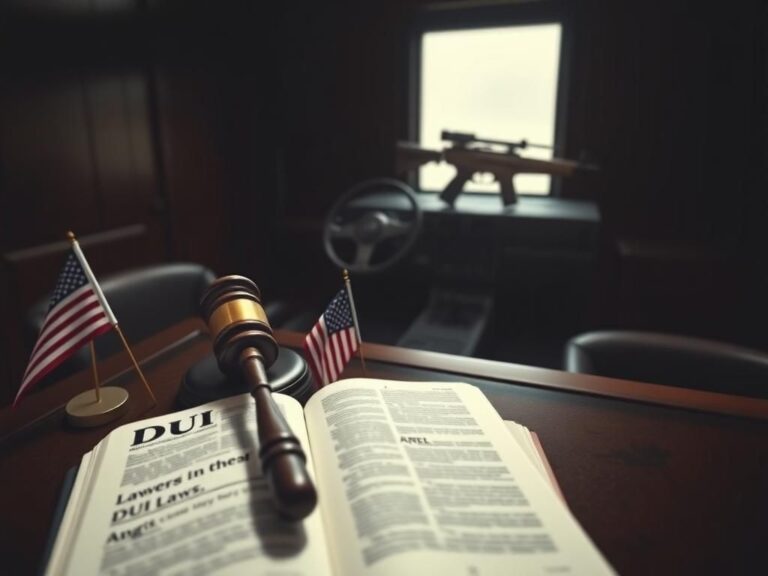 Flick International A dimly lit courtroom scene with a gavel and law book representing DUI justice