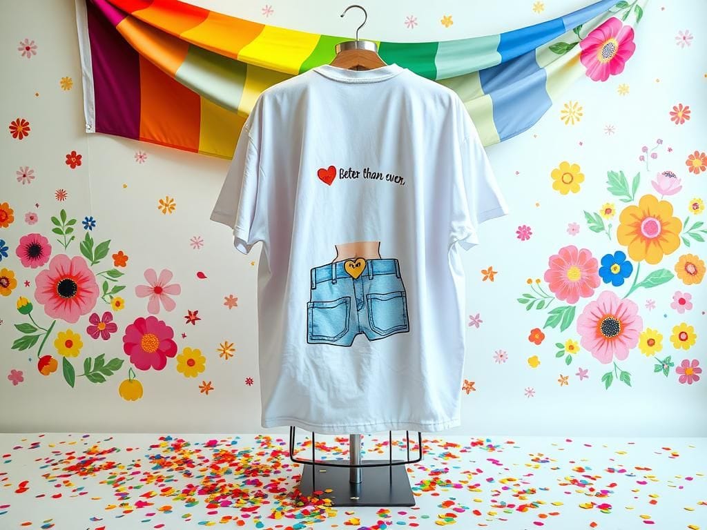 Flick International Oversized white T-shirt with playful cartoon imagery at Manchester Pride